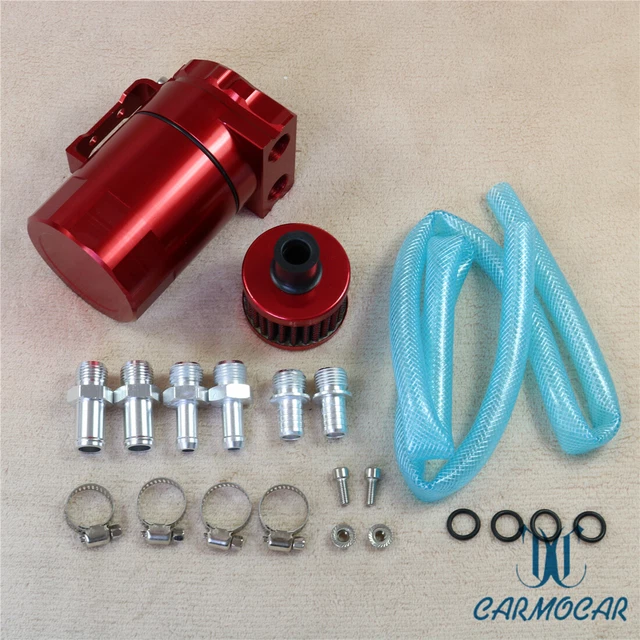 RED BREATHER CYLINDER Aluminum Engine w/ Filter Kit Oil Catch Can Tank