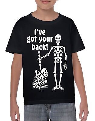 I've Got Your Back T shirt Funny Halloween Skeleton Childrens Black Top