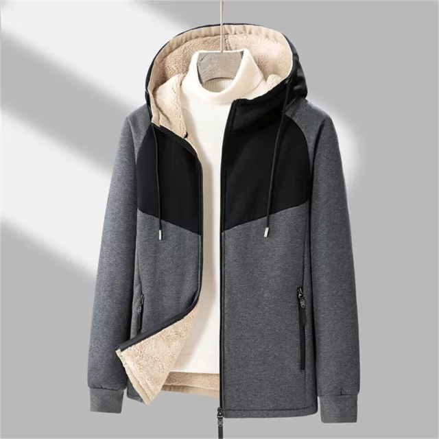 Mens Winter Coat Warm Fleece Lined Jacket Thicken Heavyweight Hoodie Swearshirts