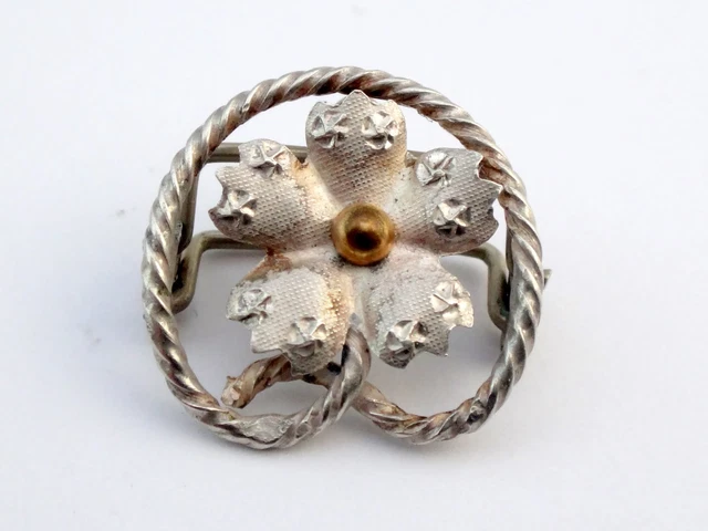 Coulant De Sautoir Art Nouveau - Fleur D'Iris En Argent Massif - Bijou Ancien Vers 1900 - Occasion Très Bon état