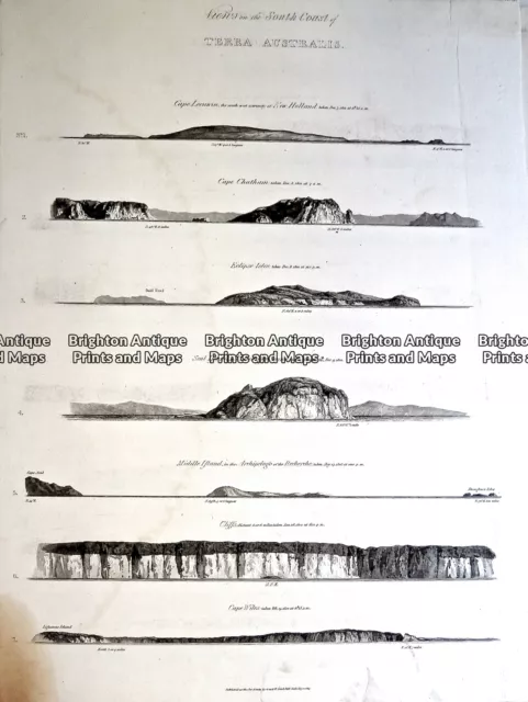 Antique map - Flinders Coastal profiles c.1814 Ref# 232-869