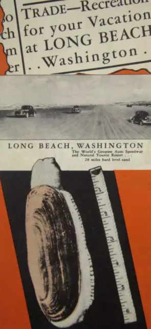 VINTAGE LONG BEACH Washington Illustrated Map Travel Brochure Guide ...