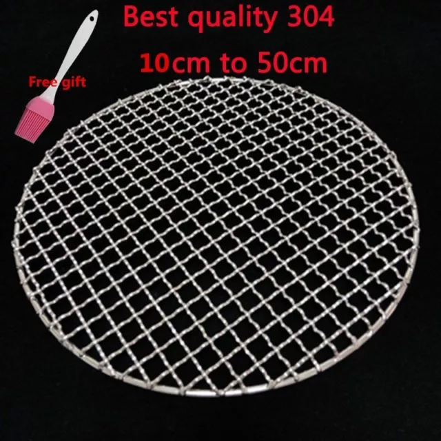 Round BBQ Grill Mesh Stainless Steel Roast Bacon Non-Stick Mat Grid Iron Nets
