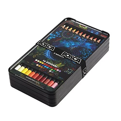 Posca Oil and Wax Coloring Pencils Art Set 36 Prismacolor Colored Pencils Dra...