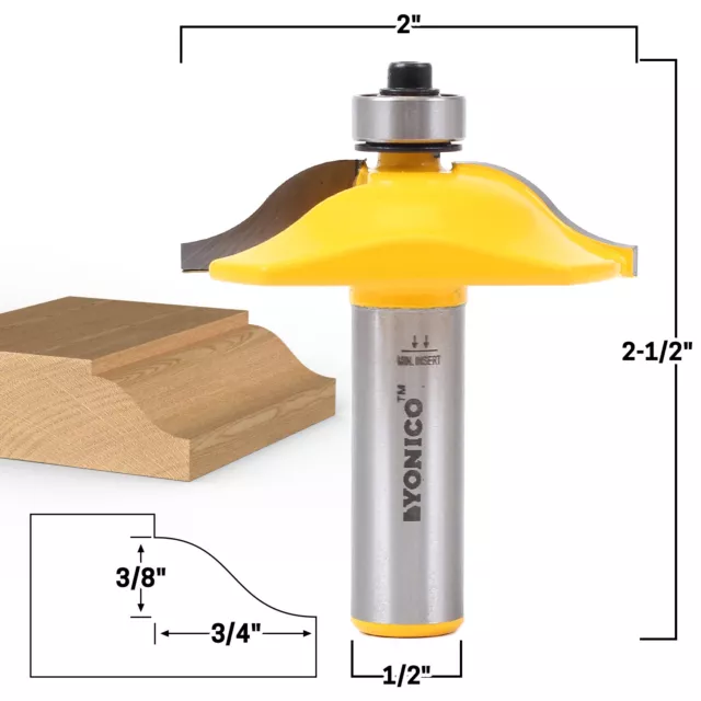 2" Diameter Raised Panel Router Bit - 1/2" Shank - Yonico 12137