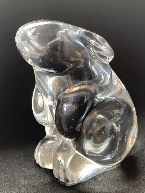 Baccarat Crystal Seated Hare Rabbit Figurine French Sculpted Signed MINT