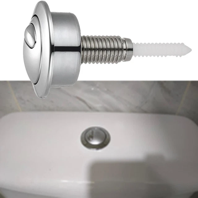 Bouton Poussoir Double Chasse D'Eau Compatible Siamp Optima49 CF1003CP - Bouton Toilette ABS Argenté