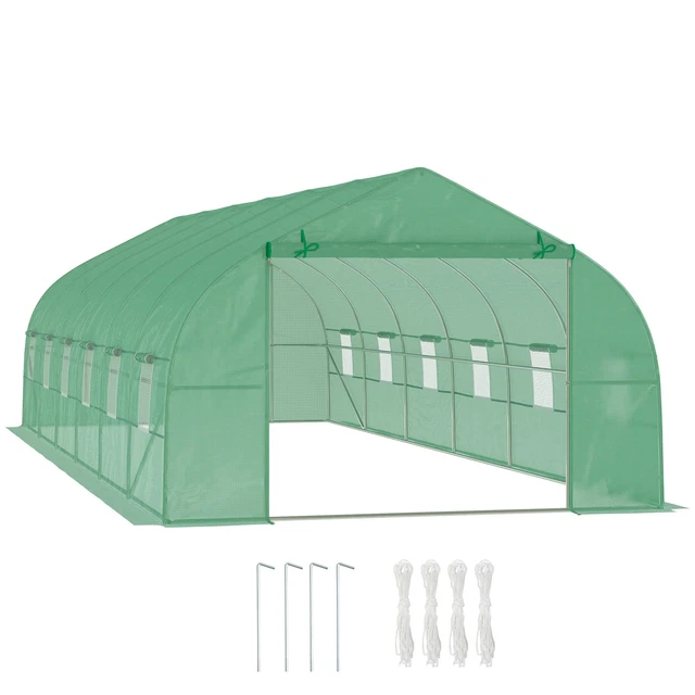 Serra A Tunnel Da Giardino Outsunny: 1.5x3x2 M, Struttura In Acciaio, Copertura In PE, Porta E 2 Finestre Avvolgibili, Ideale Per Orto E Piante