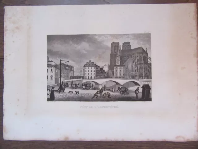 Gravure 1839 Paris Pont De L’archevêché