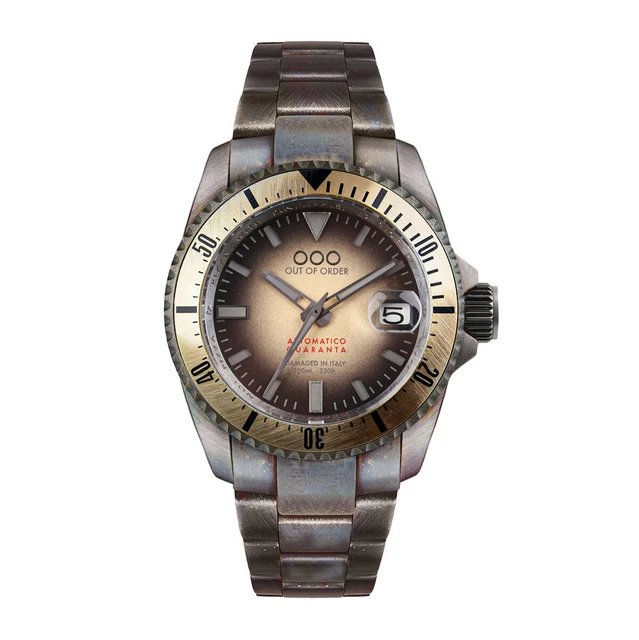 Out of Order AUTOMATICO QUARANTA Acciaio Datario Bronzo Vintage Orologio Unisex