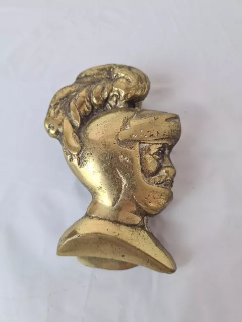 Vintage Solid Brass Knights Head In Armour Door Knocker