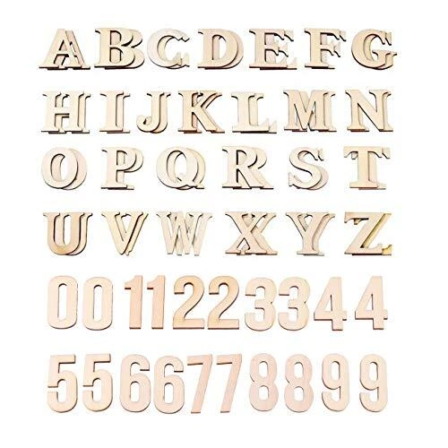 72 Pieces 4" Wood Alphabet Letters Unfinished Wooden Numbers Craft DIY
