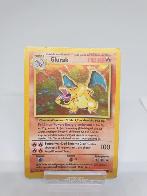 Pokémon Karte/card - Glurak/Charizard 4/102 - Base Set - Holo - Played