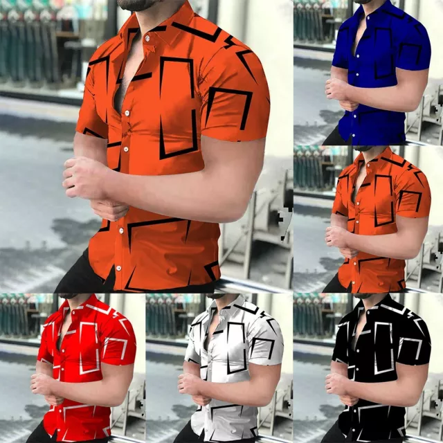 Unique 3D Print Men's Button Down Shirt Baroque Hawaiian Short Sleeve Blouse