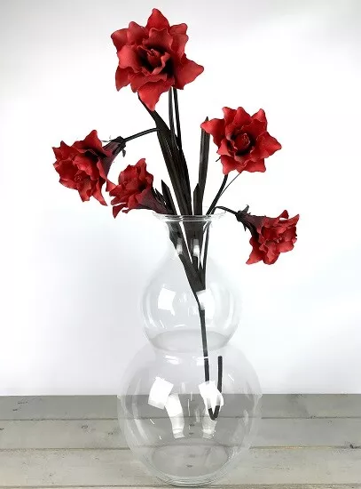 Flor Florero de Cristal Hecho a Mano Contemporáneo Claro Ramo Bouquet Alto 51cm