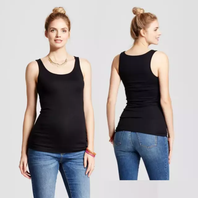 Isabel Maternity NWT Women's XL Black Stretch Scoop Neck Maternity Tank Top