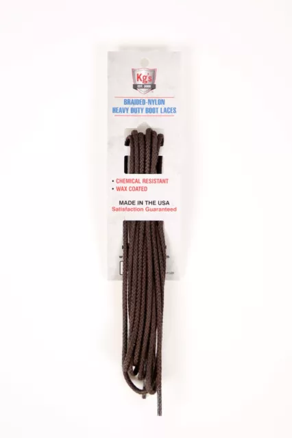 Kg's Heavy Duty Nylon Boot Laces Brown (2 Pairs) Made In The USA