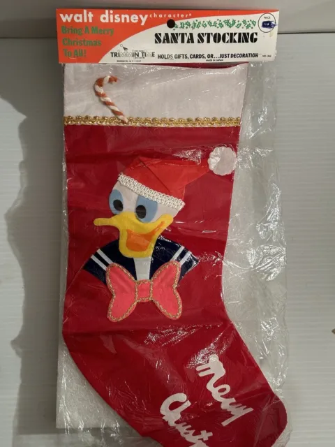 Vintage 1950's Disney Donald Duck Christmas Stocking Japan 17" Felt Sealed