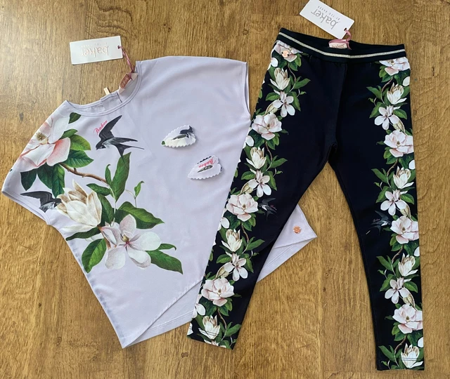 Top e leggings outfit nuovo con etichette Ted Baker 5-6 anni set floreale nuovo con etichette opale designer