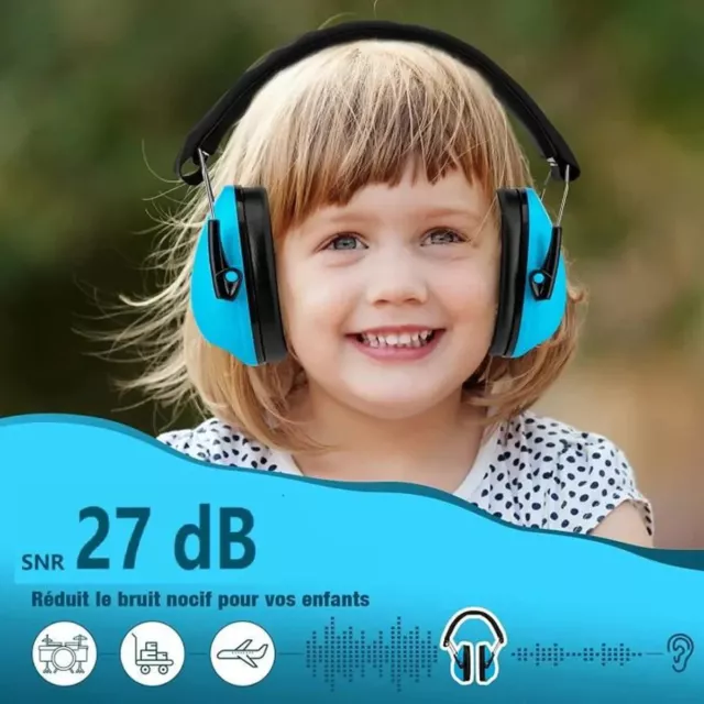 Casque Anti Bruit Voisinage SNR27db Adulte Enfant Protection Auditive Bleu 2