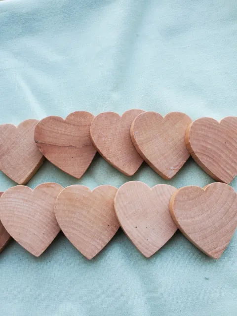 10 x Natural Small Wooden Heart 4.4cm wide