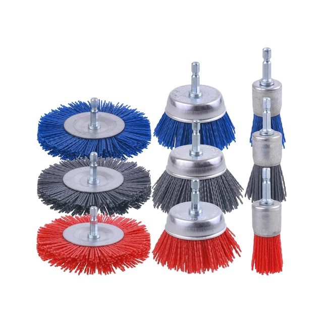 Rocaris 9 Pack Nylon Filament Abrasive Wire Brush Wheel & Cup Brush Set with ...