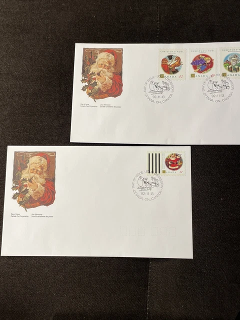 Lot Of 2 Canada 1992 Xmas Noel First Day Cover Santa Stamps Ottawa Ontario - P6