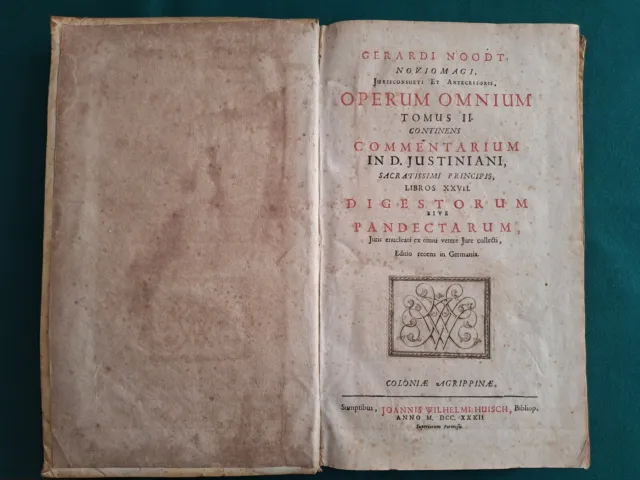 Gerardi Noodt, Novio Magi Jurisconsulti, Opera Omnia, Tomo Ii - Colonia 1732
