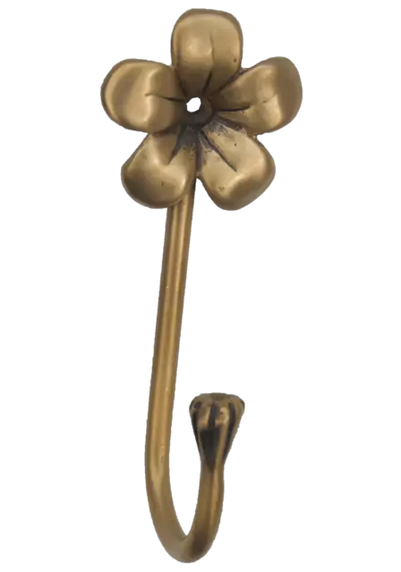 Brass Hanger Hook SMALL PLUMERIA Figurine Coat Hat Wall Mounted Home Decor