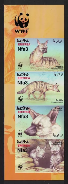 Eritrea WWF Aardwolf 4v Imperf strip WWF Logo 2001 MNH SG#488-491