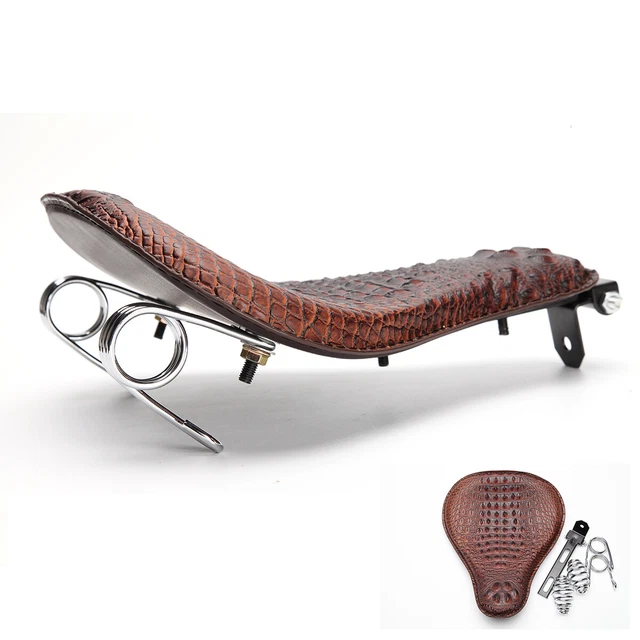 For Harley Sportster Iron Softail Bobber Motorcycle Solo Seat Spring Large Brown