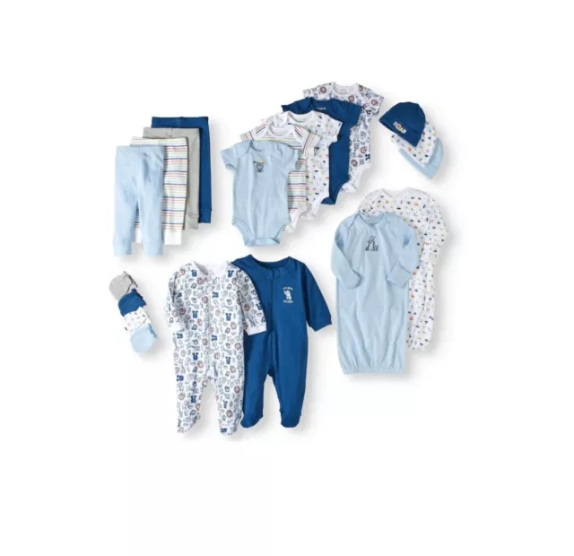 Garanimals Newborn Baby Boy Shower Gift Set, 20-Piece, 0-3 Months Blue Multi