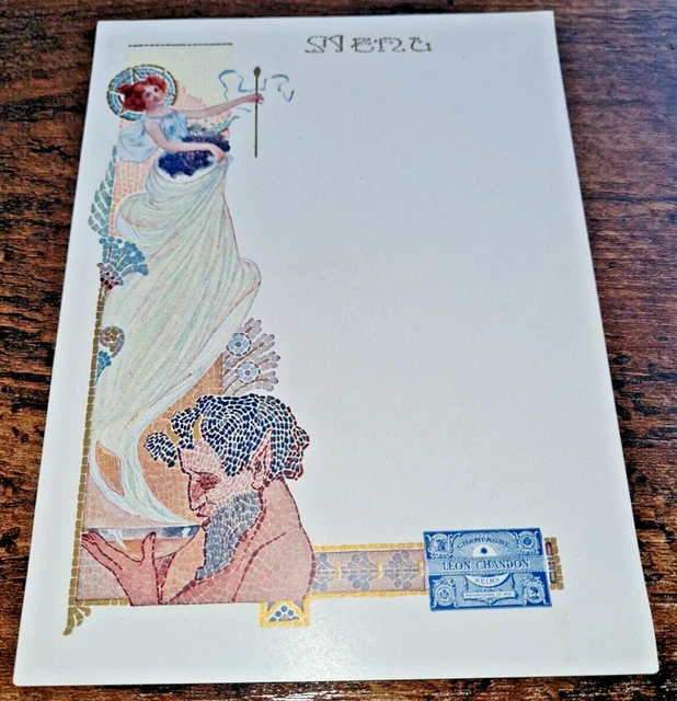 Ancien menu champagne leon chandon style art nouveau