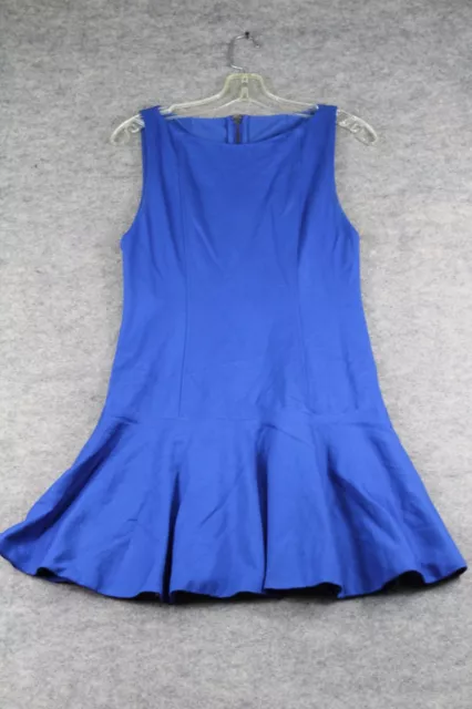 Alice + Olivia Dress Sz 6 Blue Tank Drop Waist Peplum Ruffle Sleeveless Stretch