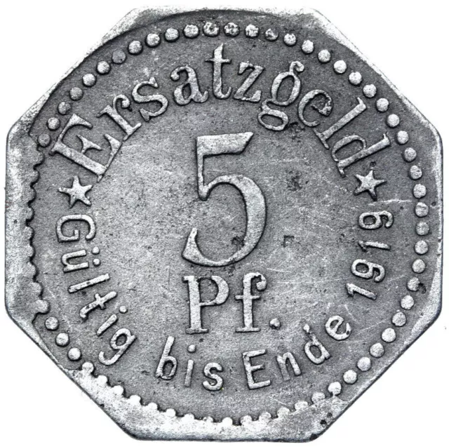 Stettin Pomerania - Poland Szczecin - EMERGENCY Coin - 5 Pfennig 1917 - Zinc