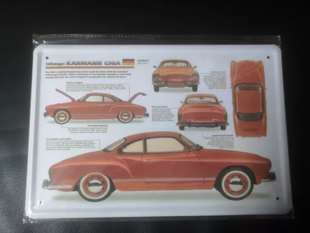 Blechschild Schild 20x30 VW Karmann Ghia Infoschild, Bild, Deko