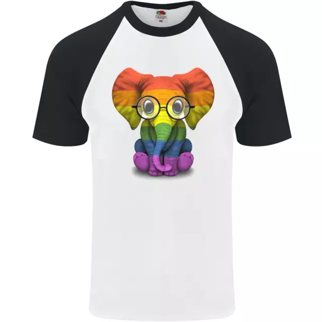 T-shirt da baseball LGBT Elephant Gay Pride Day Awareness da uomo S/S