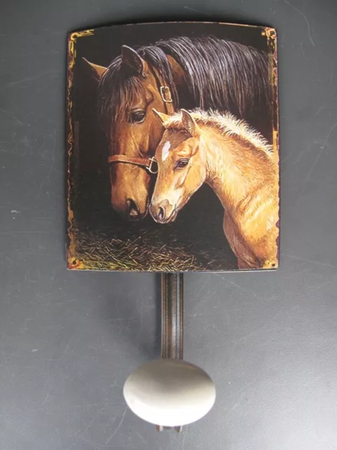 9977674 Hook Rail Wardrobe Metal Horse With Foal Vintage 21x12cm