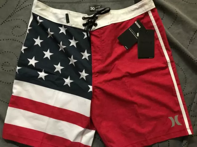 Hurley Usa Flag Phantom Board Shorts Size 30 Men Nwt $55.00
