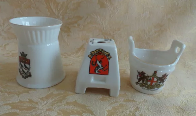 3 Pcs Vintage WH Goss China Miniatures Lot Made in England