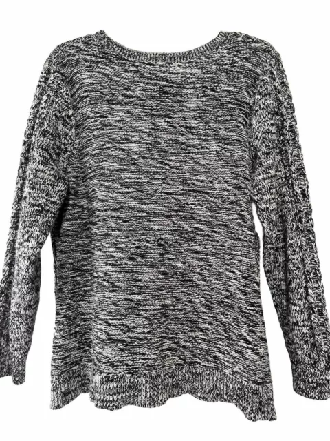 Old Navy Womens Size XXL Cable Knit Sweater, Detailed Long Sleeve Black & White