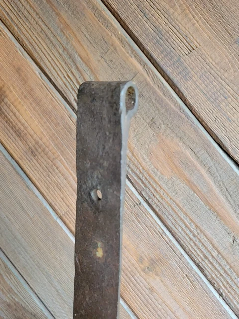 19c Antique Hand Wrought Forged Iron Barn Door Strap Hinges 23 1/4" 8