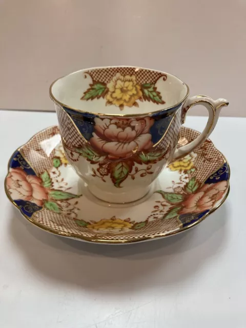 Vintage Bell Fine Bone China England #A705E Blue Tea Cup and Saucer