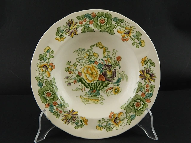 Antico Raro Piatto Fondo Ceramica Inglese Mason’s Decoro Mano Strathmore