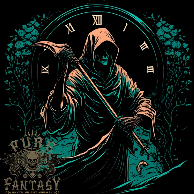 Grim Reaper Time Skull Death Gothic Mens Cotton T-Shirt Tee Top