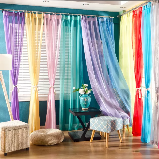Voile Curtain Bedroom Home Wedding Curtain Decor Transparent Glass Yarn 1PCS