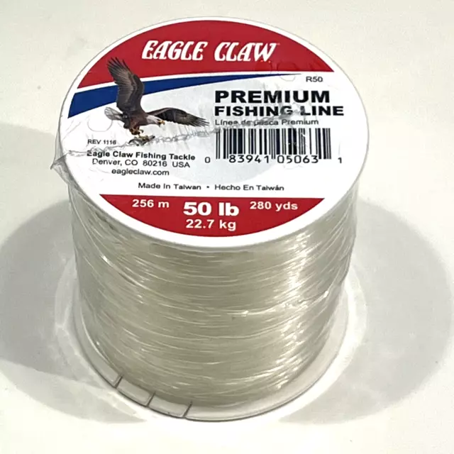 CLEAR MONO PREMIUM Eagle Claw Fishing Line 80 Pound Test 190 yds