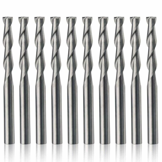 2 Cannelure Spirale Coupeur Routeur Embout 10PCS Carbure Fraisage CNC Fraise