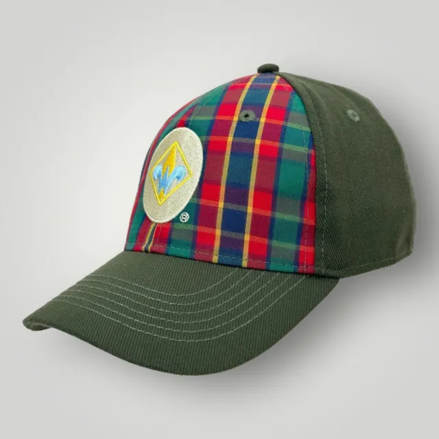 Webelos Hat Cap Fitted S/M Green Red Plaid Crest Mens Outdoor Boy Scouts