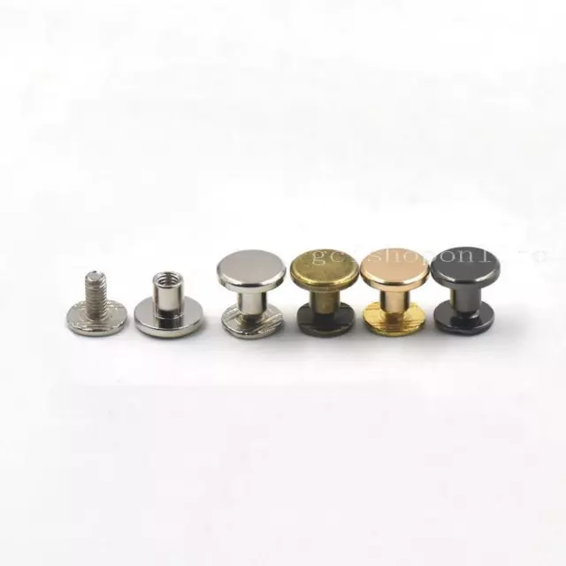 9x6.5mm Brass Flat Head Button Stud Screwback 4 Rivet Leather Screw Chicago nail